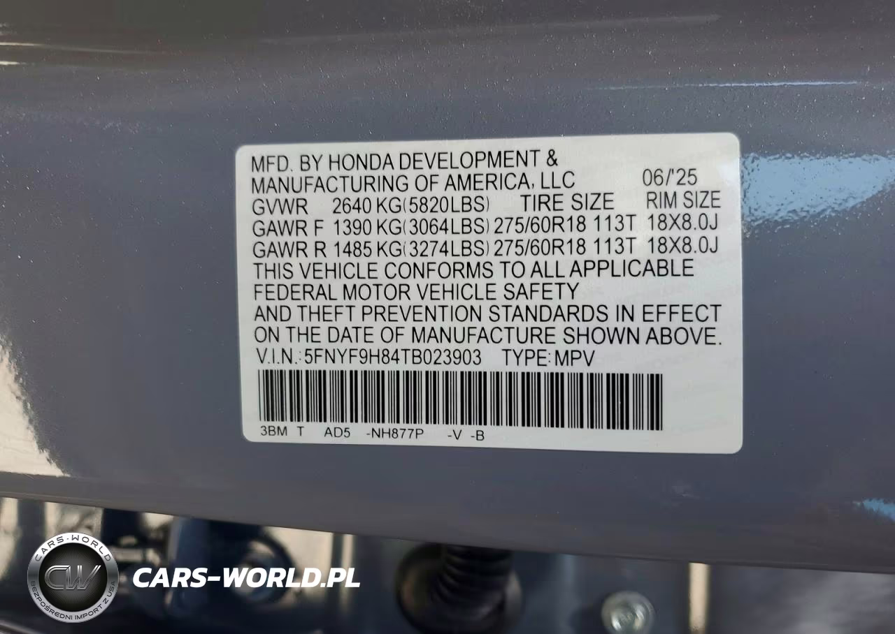 2026 Honda Passport Trailsport Elite VIN:5FNYF9H84TB023903 - 14