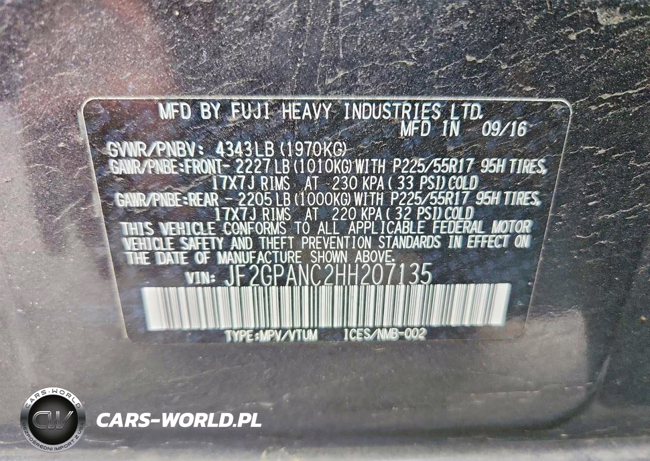 2017 Subaru Crosstrek Limited VIN:JF2GPANC2HH207135 - 12