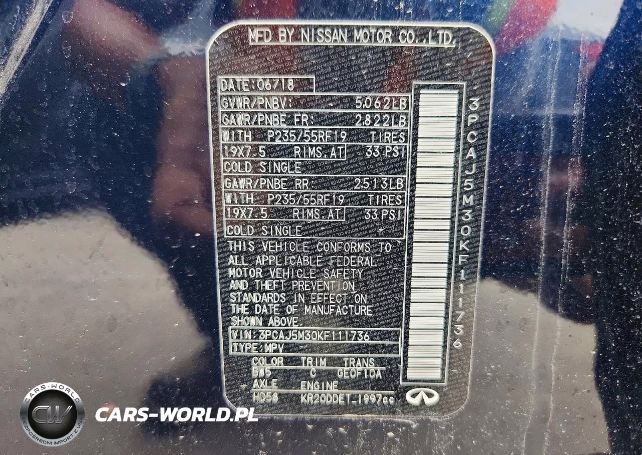 2019 INFINITI QX50 ESSENTIAL VIN:3PCAJ5M30KF111736 - 13
