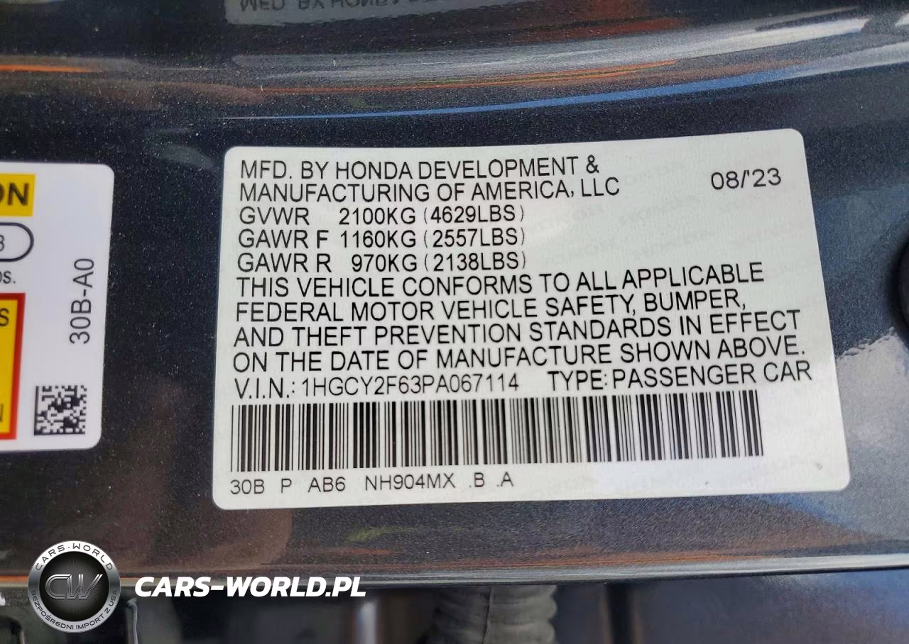2023 Honda Accord Hybrid Exl VIN:1HGCY2F63PA067114 - 12