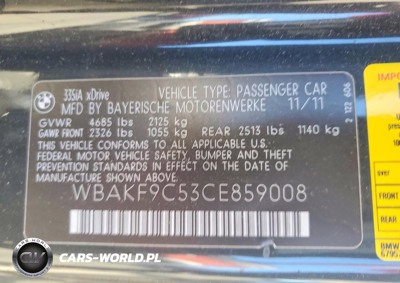 2012 BMW 335 Xi VIN:WBAKF9C53CE859008 - 12