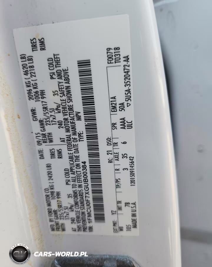 2016 Ford Escape S VIN:1FMCU0F7XGUB00384 - 13