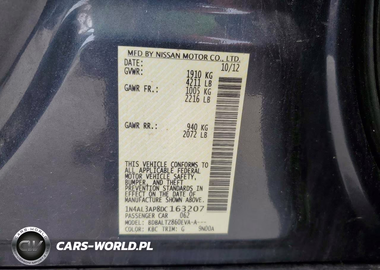 2013 Nissan Altima 2.5 VIN:1N4AL3AP8DC163207 - 12