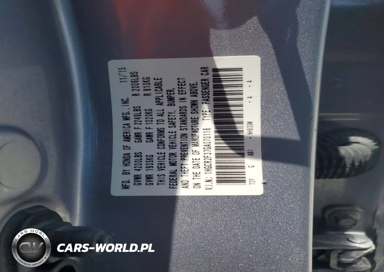 2016 Honda Accord Lx VIN:1HGCR2F37GA070116 - 13