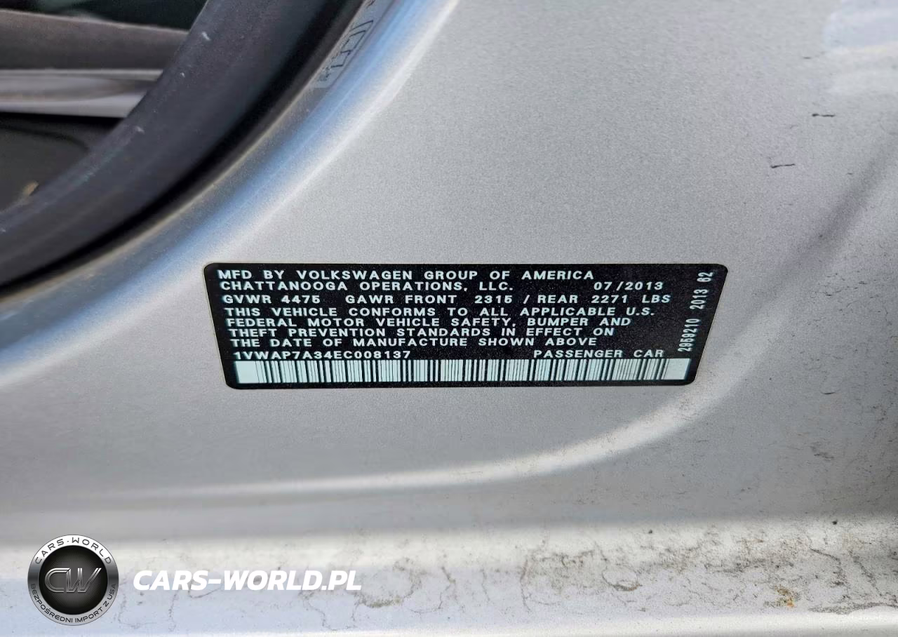2014 Volkswagen Passat S VIN:1VWAP7A34EC008137 - 12