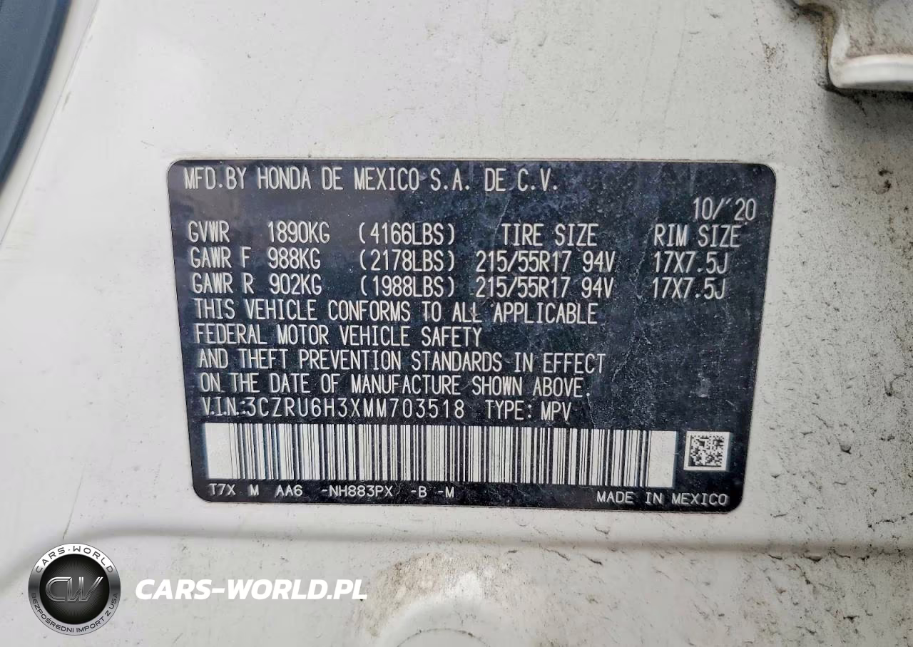2021 Honda Hr-V Lx VIN:3CZRU6H3XMM703518 - 13