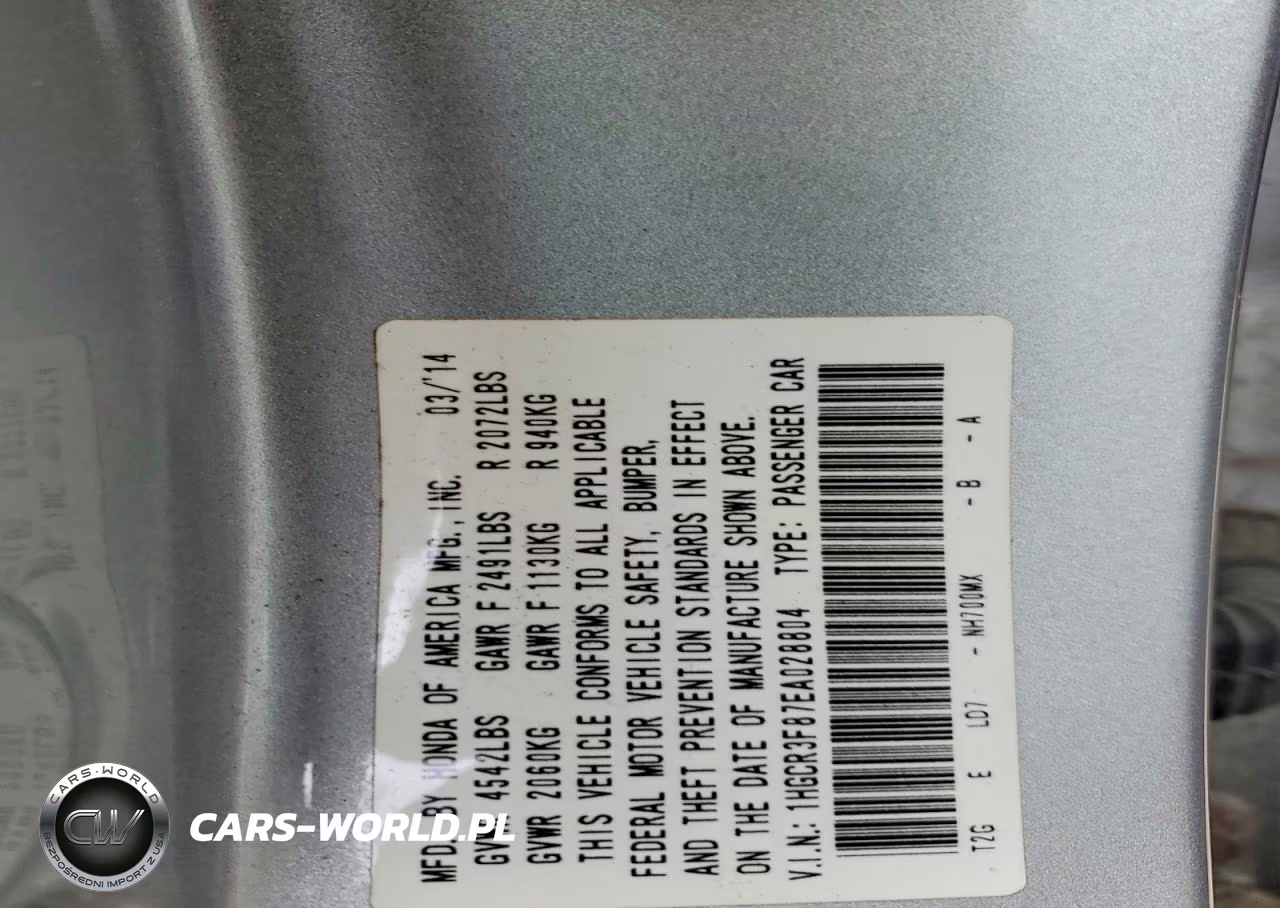 2014 Honda Accord Exl VIN:1HGCR3F87EA028804 - 13