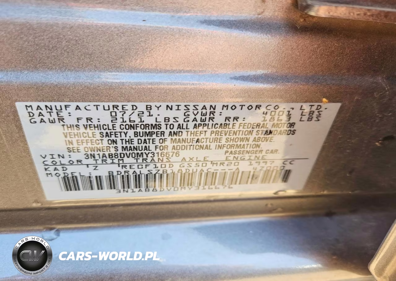 2021 Nissan Sentra Sr VIN:3N1AB8DV0MY316676 - 12