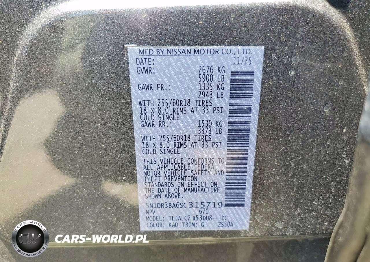 2025 Nissan Pathfinder Sv VIN:5N1DR3BA6SC315719 - 13