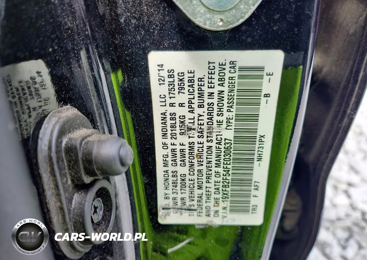 2015 Honda Civic Lx VIN:19XFB2F54FE030637 - 12