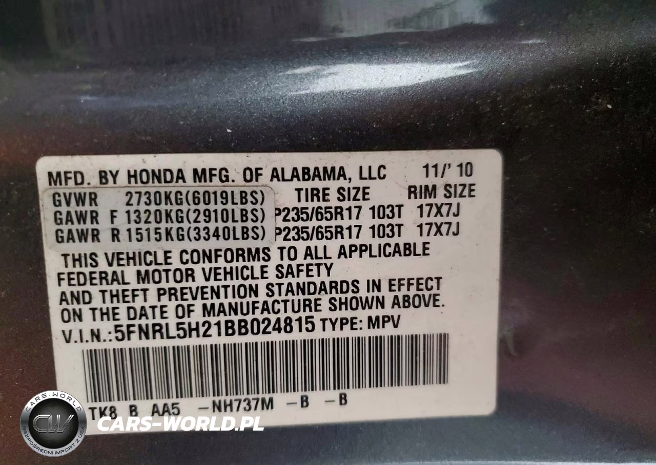 2011 Honda Odyssey Lx VIN:5FNRL5H21BB024815 - 13