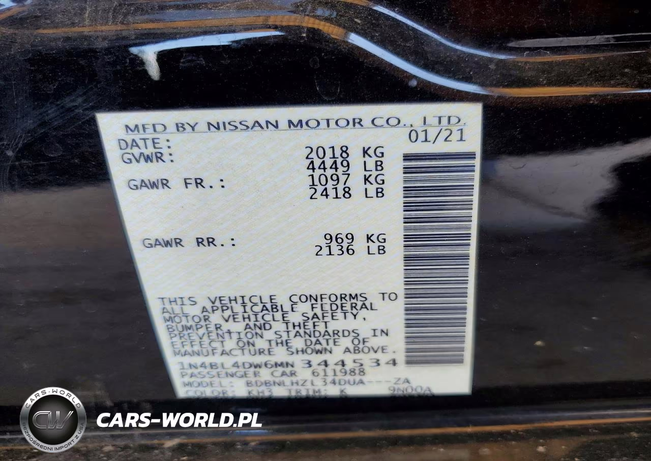 2021 Nissan Altima Sv VIN:1N4BL4DW6MN344534 - 12
