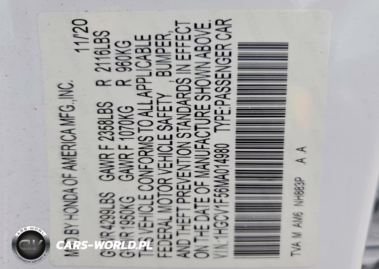 2021 Honda Accord Exl VIN:1HGCV1F56MA014980 - 12