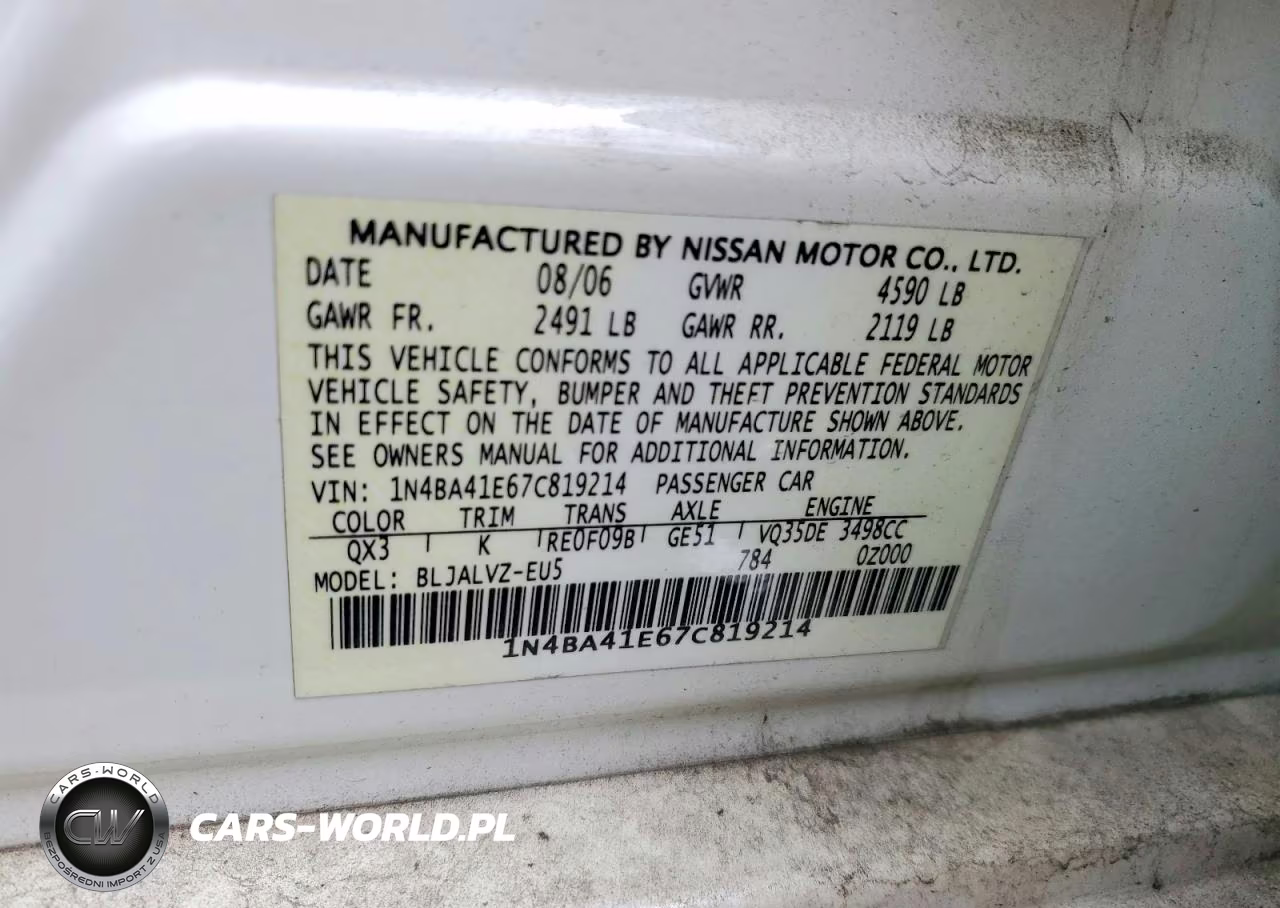 2007 Nissan Maxima 3.5 Se VIN:1N4BA41E67C819214 - 12