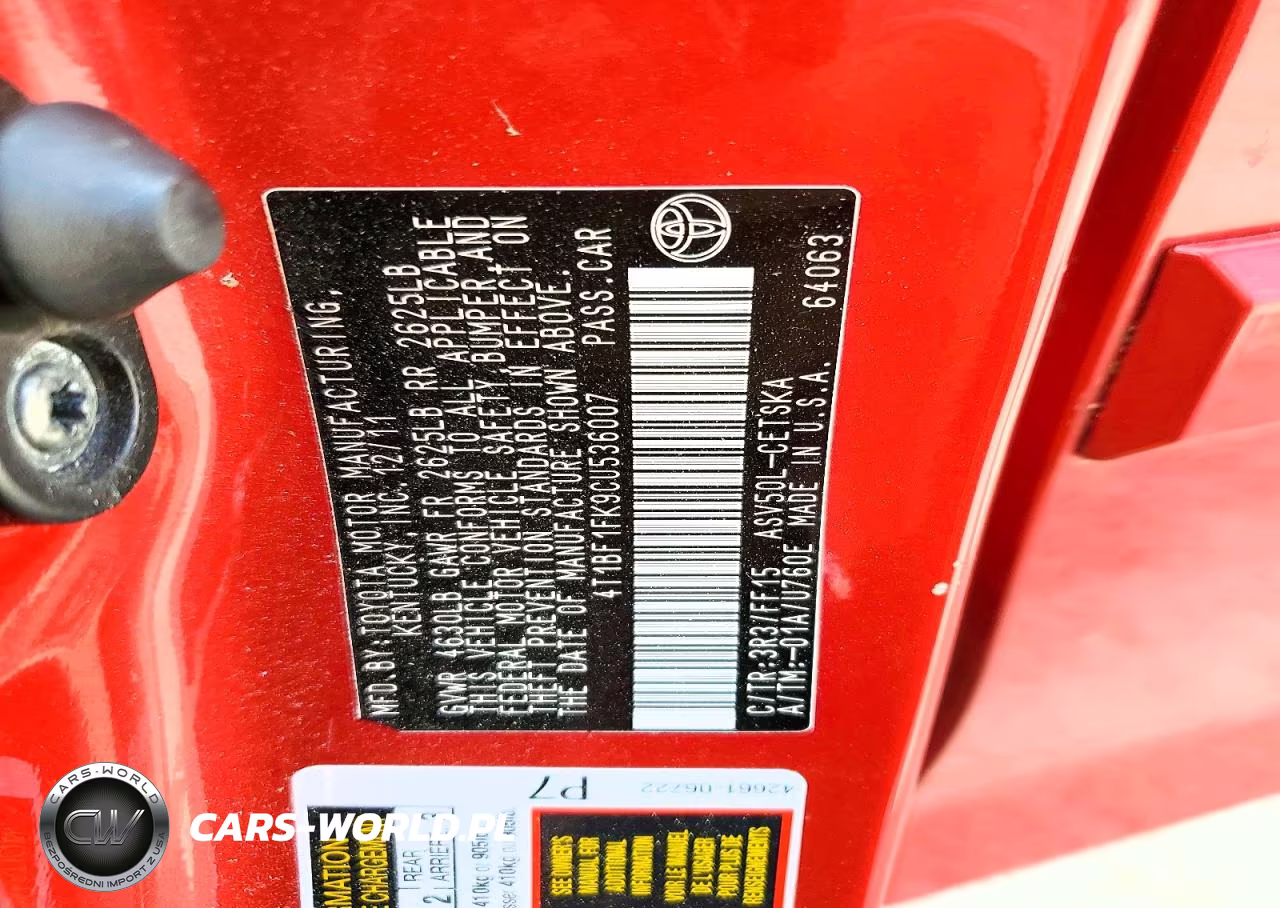 2012 Toyota Camry Se VIN:4T1BF1FK9CU536007 - 12