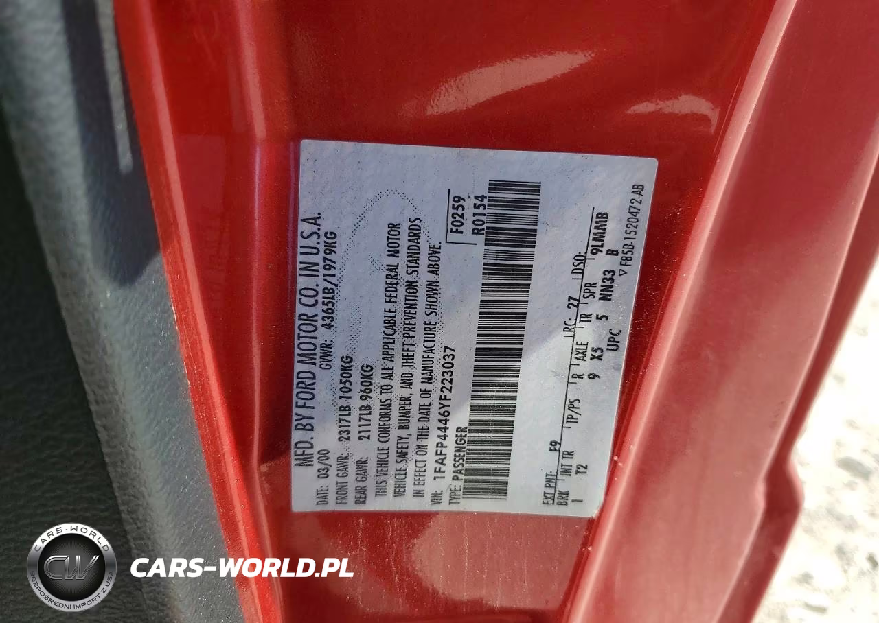 2000 Ford Mustang VIN:1FAFP4446YF223037 - 13