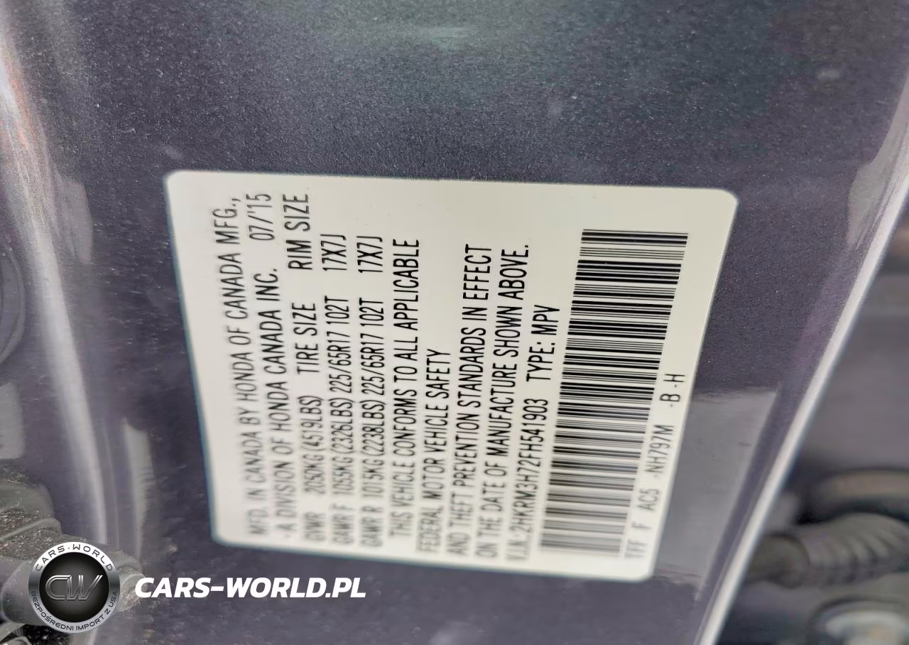 2015 Honda Cr-V Exl VIN:2HKRM3H72FH541903 - 13