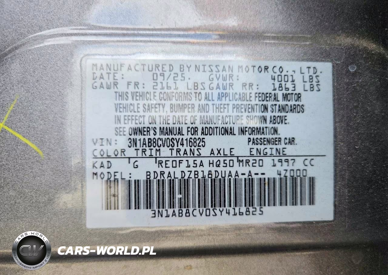 2025 Nissan Sentra Sv VIN:3N1AB8CV0SY416825 - 12