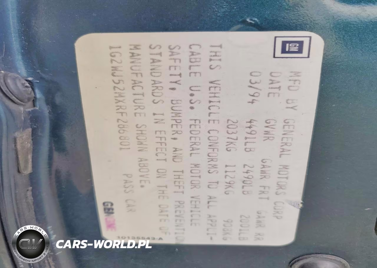 1994 Pontiac Grand Prix Se VIN:1G2WJ52MXRF286801 - 12