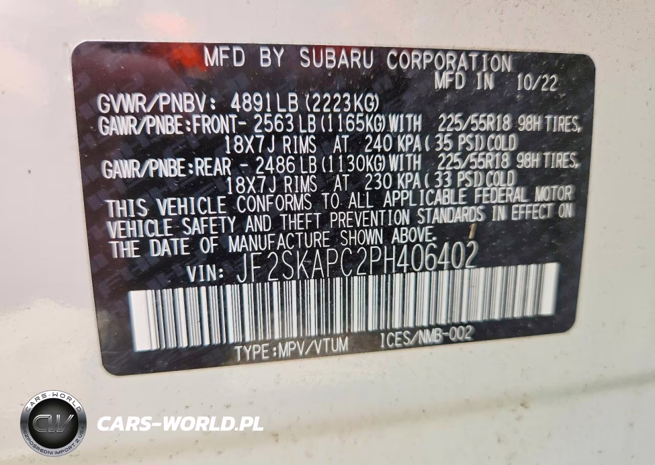 2023 Subaru Forester Limited VIN:JF2SKAPC2PH406402 - 13