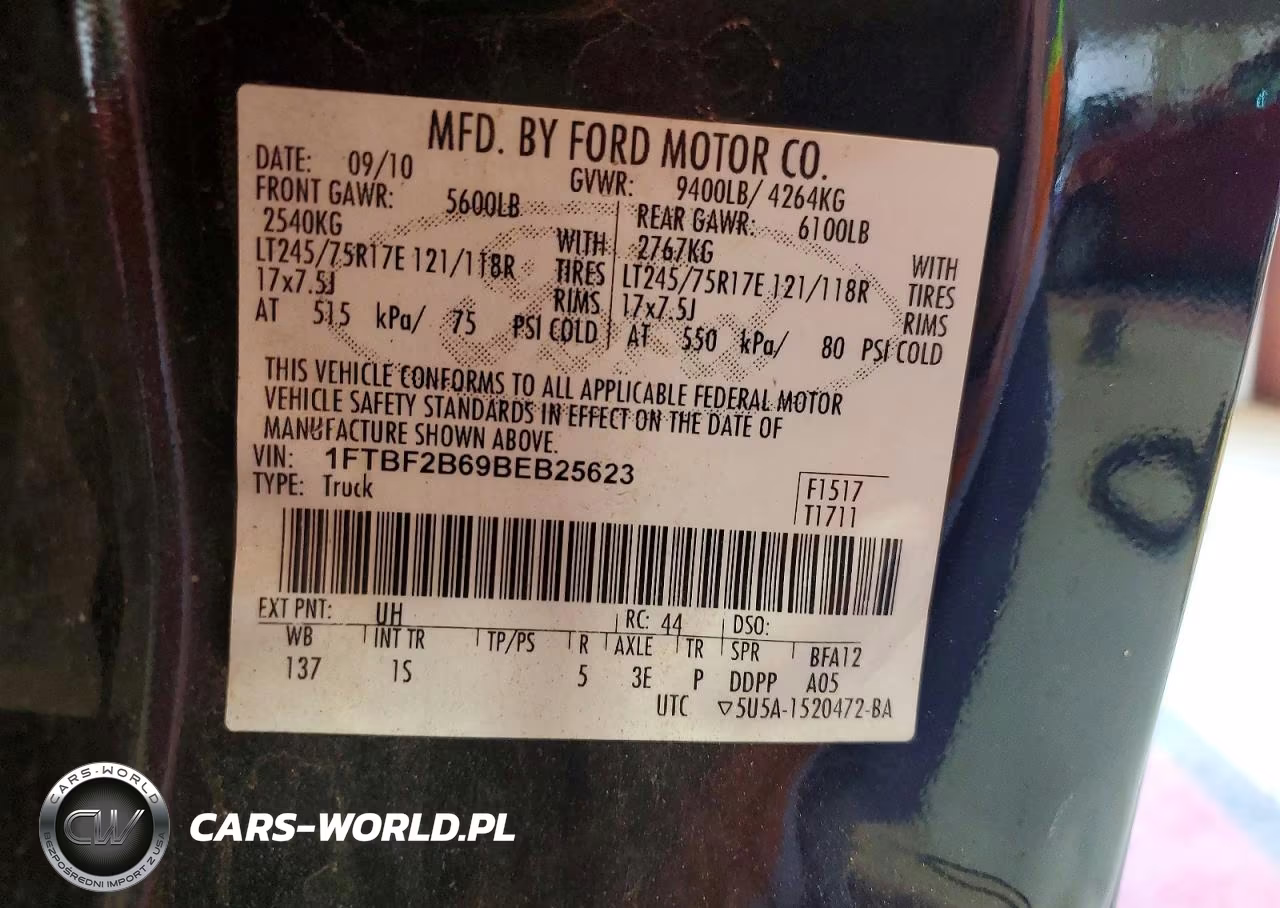 2011 Ford F250 Super Duty VIN:1FTBF2B69BEB25623 - 12