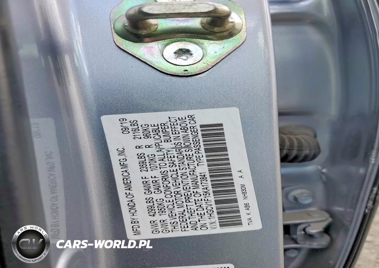 2019 Honda Accord Lx VIN:1HGCV1F15KA173841 - 13