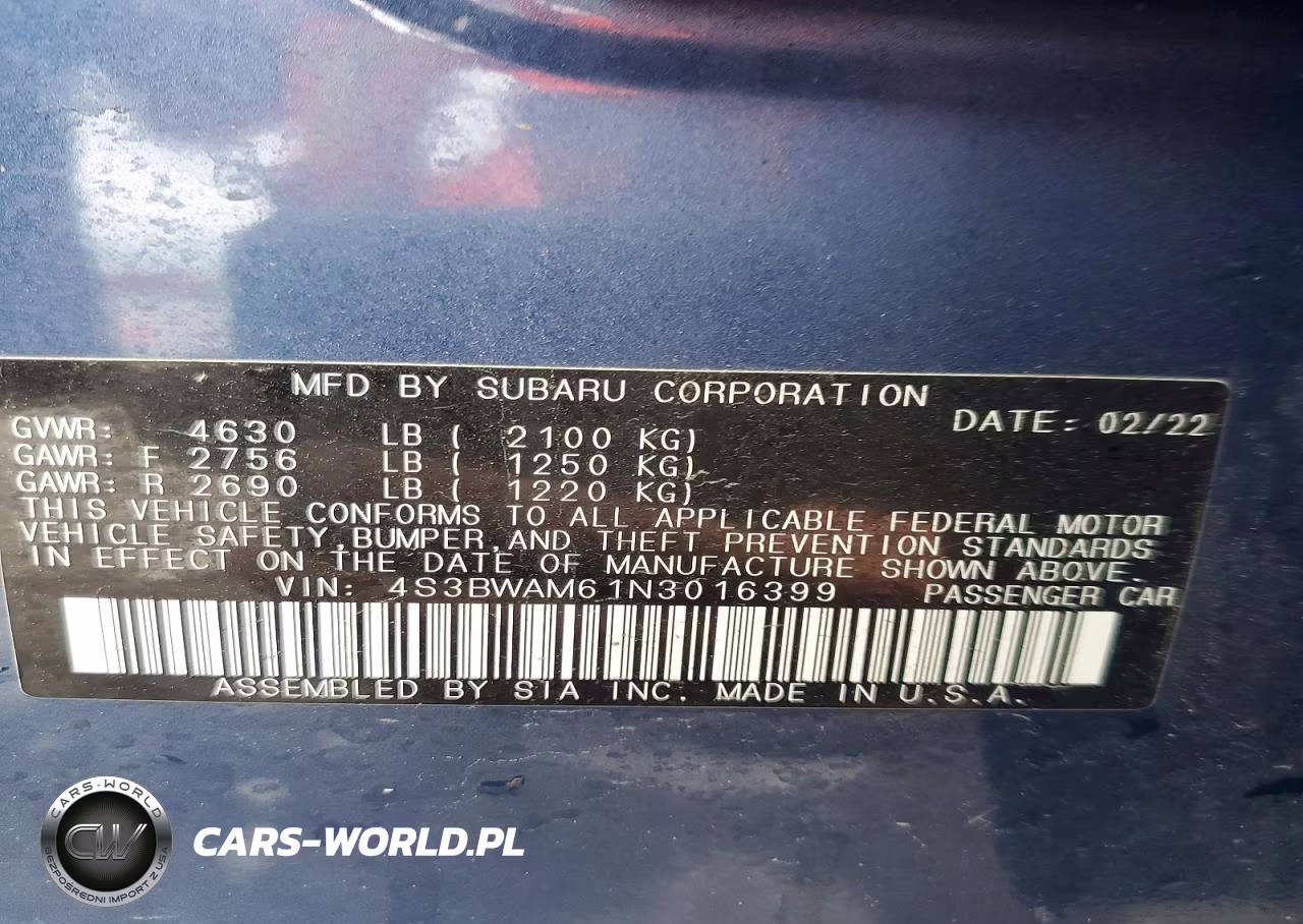 2022 Subaru Legacy Limited VIN:4S3BWAM61N3016399 - 13