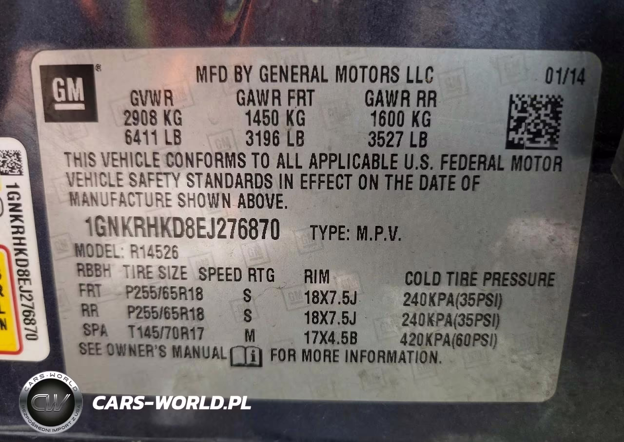 2014 Chevrolet Traverse Lt VIN:1GNKRHKD8EJ276870 - 13