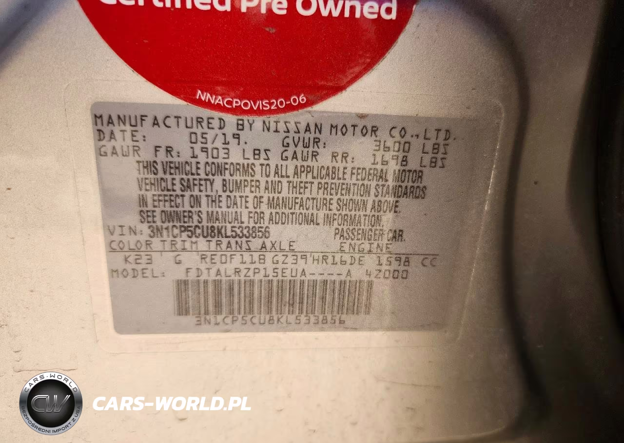 2019 Nissan Kicks S VIN:3N1CP5CU8KL533856 - 12