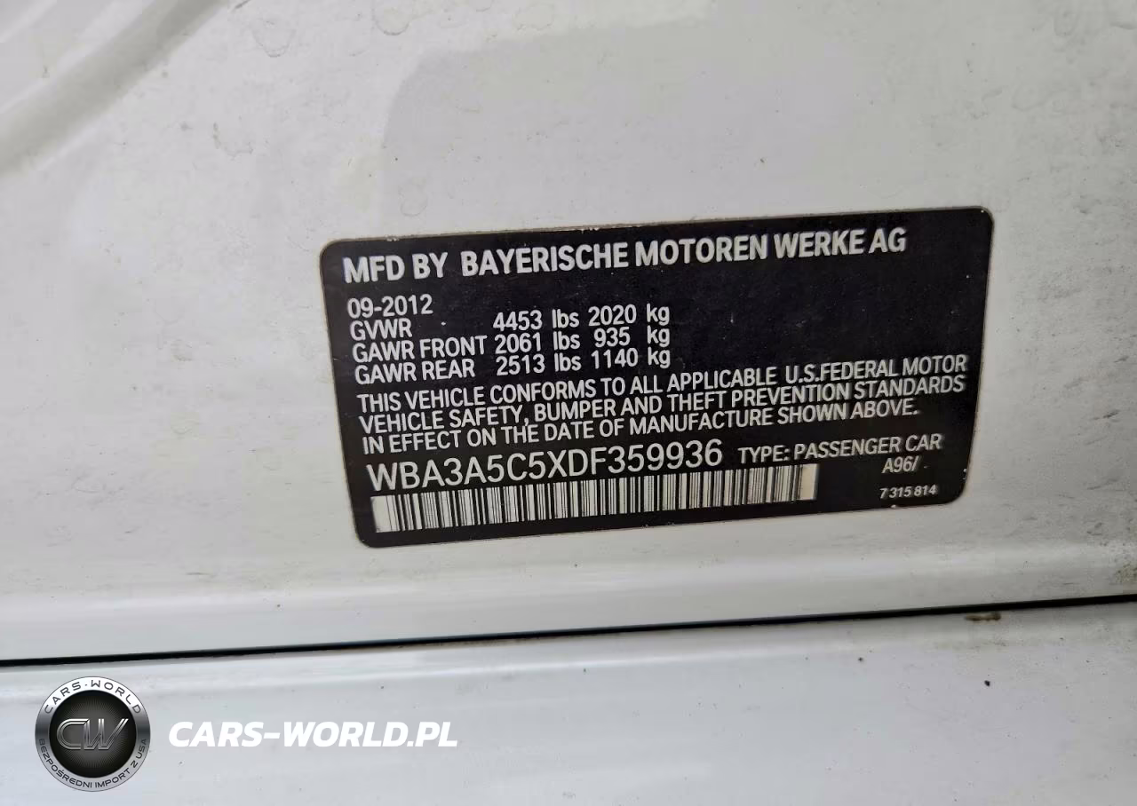 2013 BMW 328 I VIN:WBA3A5C5XDF359936 - 12