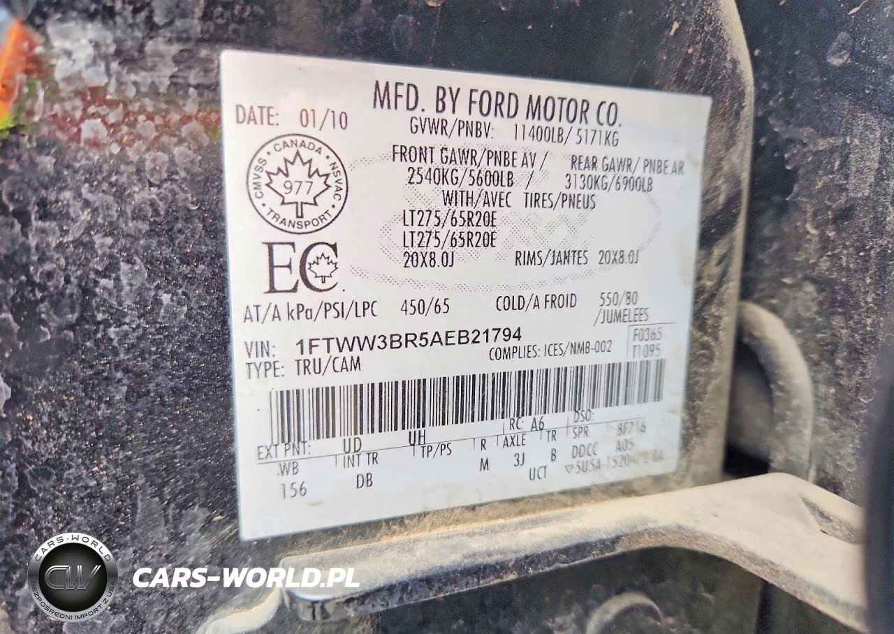 2010 Ford F350 Super Duty VIN:1FTWW3BR5AEB21794 - 12
