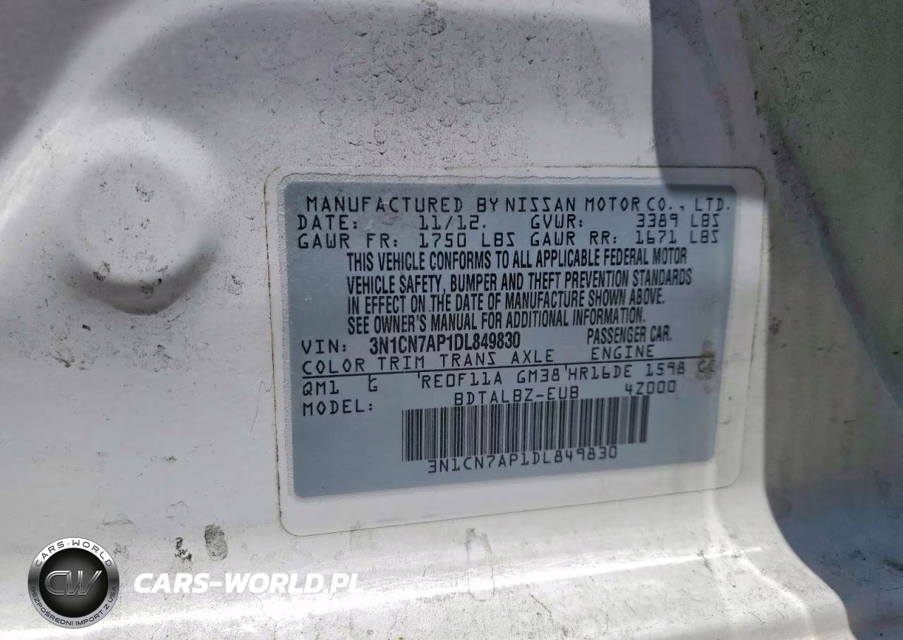 2013 Nissan Versa 1.6 S VIN:3N1CN7AP1DL849830 - 12
