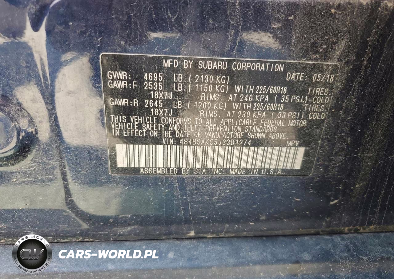 2018 Subaru Outback 2.5I Limited VIN:4S4BSAKC5J3381274 - 13