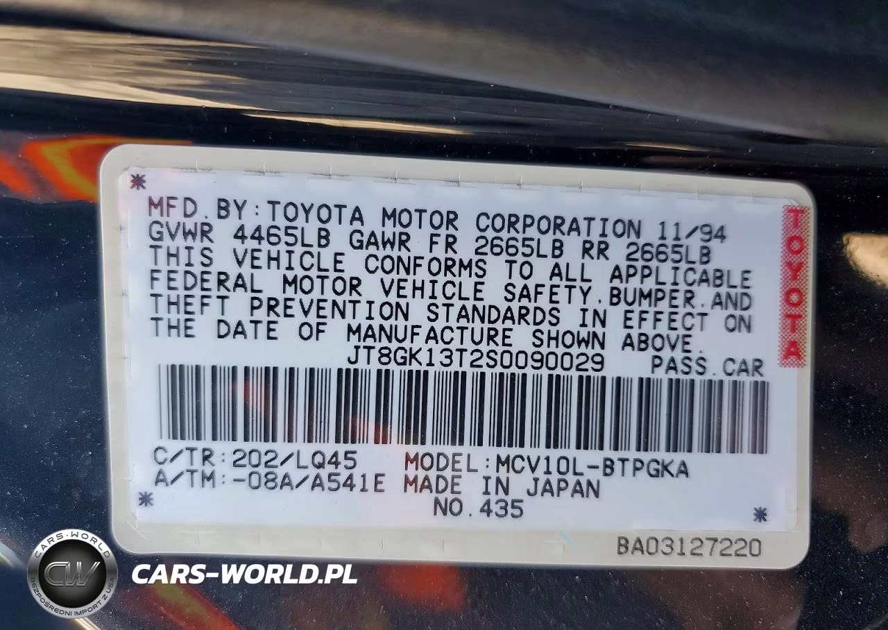 1995 Lexus Es 300 VIN:JT8GK13T2S0090029 - 12