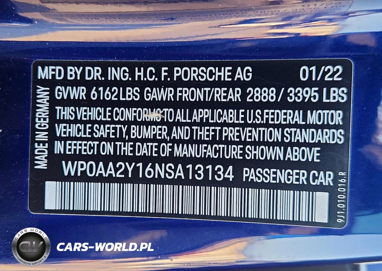 2022 Porsche Taycan VIN:WP0AA2Y16NSA13134 - 12