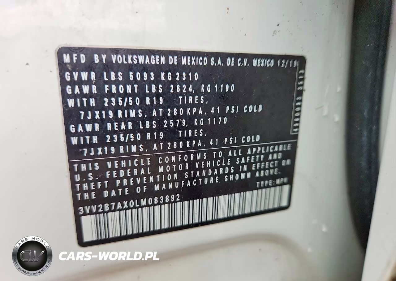 2020 Volkswagen Tiguan Se VIN:3VV2B7AX0LM083892 - 13