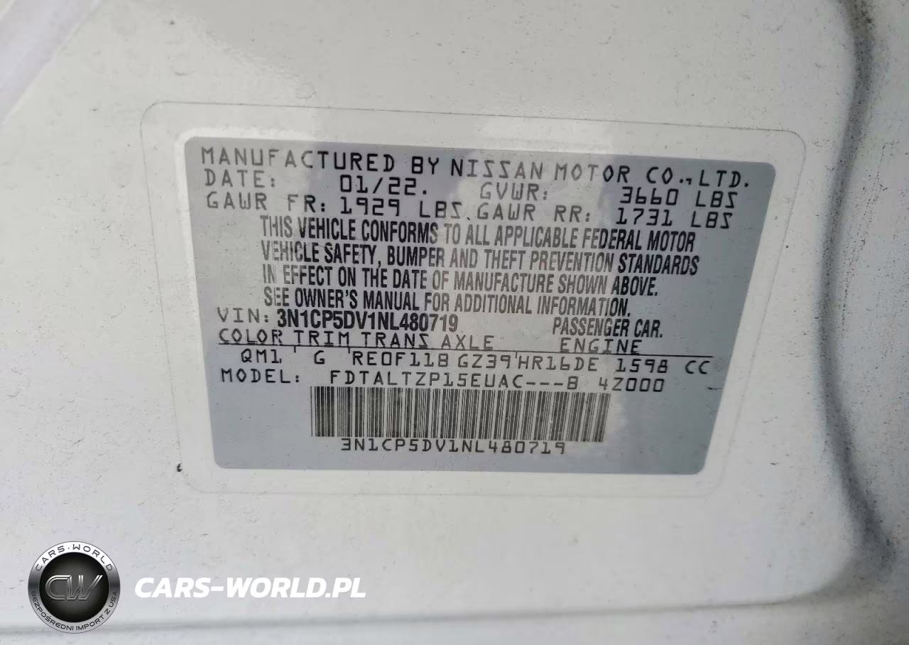 2022 Nissan Kicks Sr VIN:3N1CP5DV1NL480719 - 13
