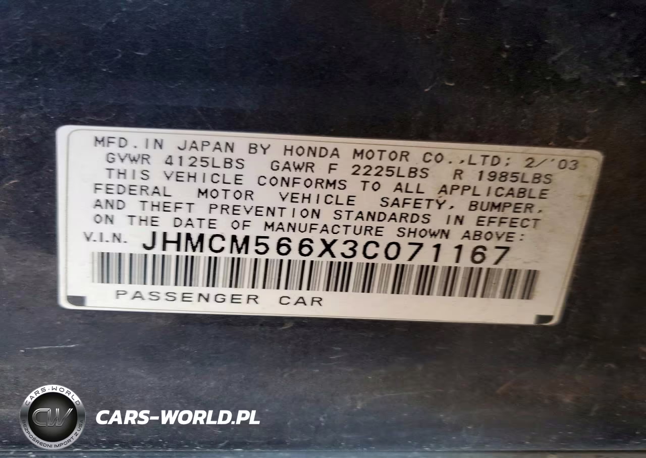 2003 Honda Accord Ex VIN:JHMCM566X3C071167 - 13