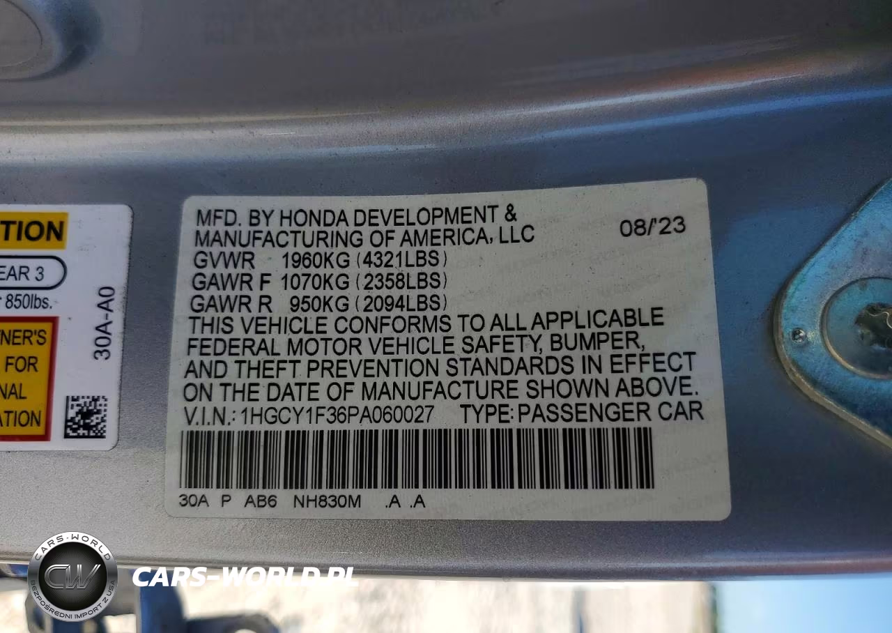 2023 Honda Accord Ex VIN:1HGCY1F36PA060027 - 13