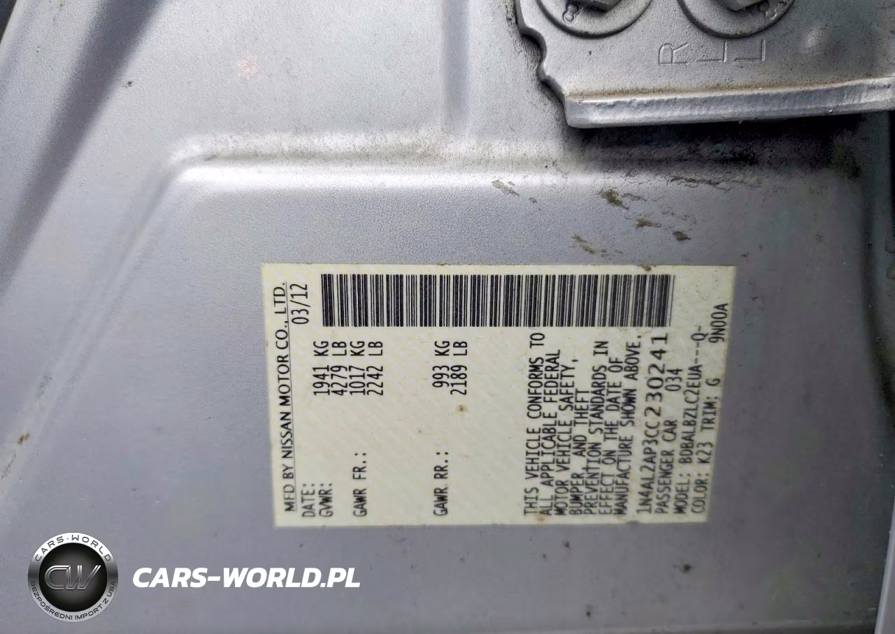 2012 Nissan Altima 2.5 VIN:1N4AL2AP3CC230241 - 12