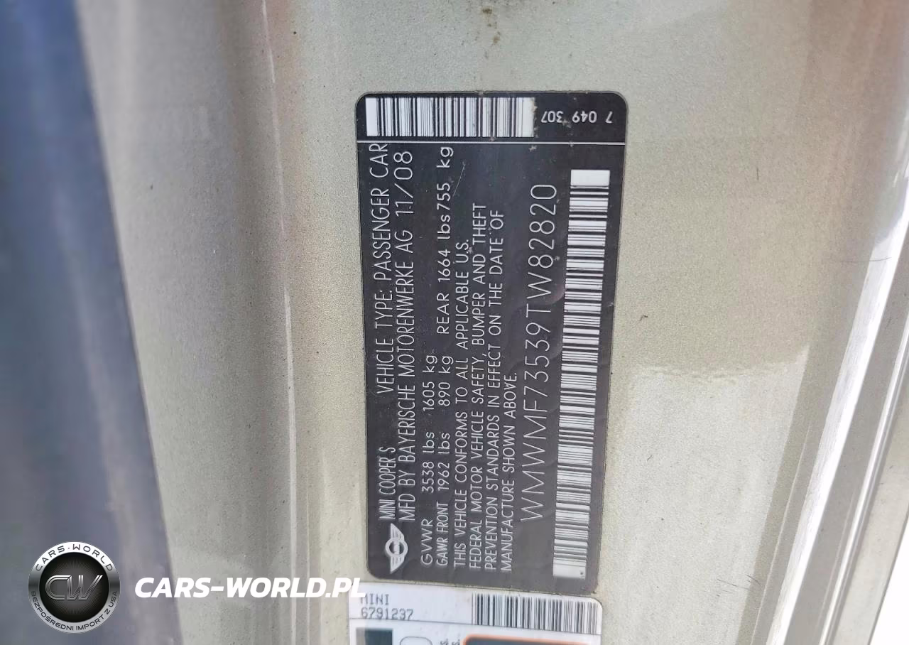 2009 Mini Cooper S VIN:WMWMF73539TW82820 - 12