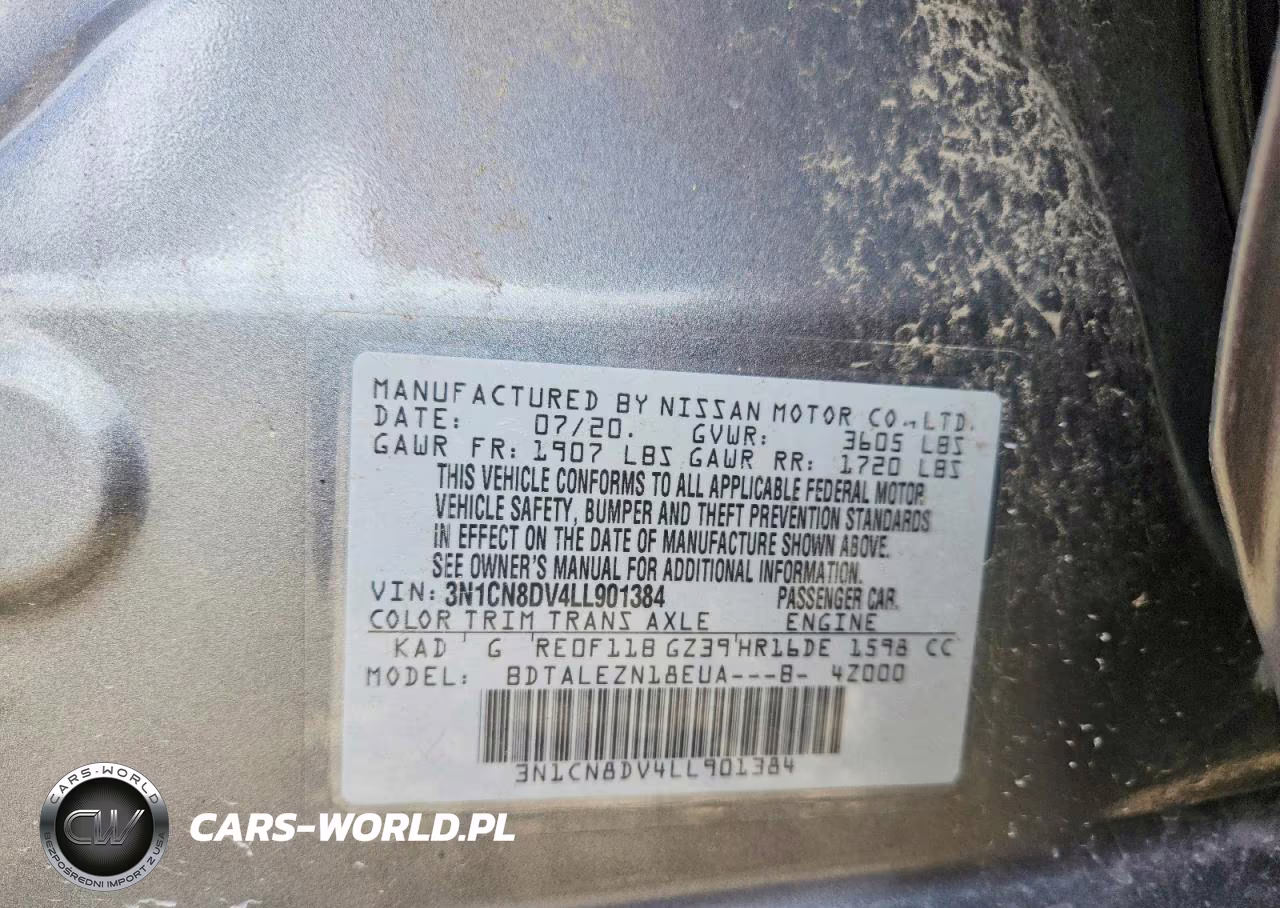 2020 Nissan Versa S VIN:3N1CN8DV4LL901384 - 12