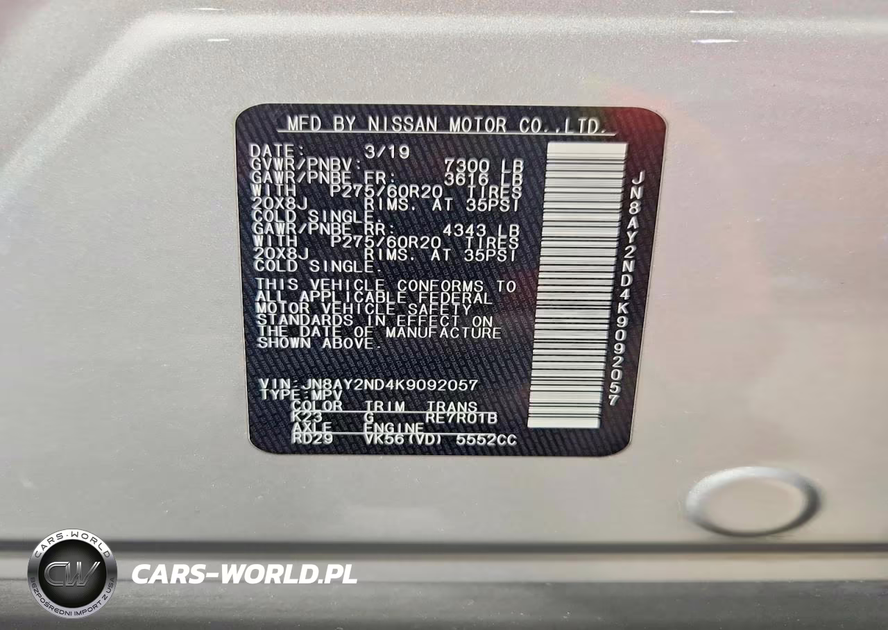 2019 Nissan Armada Sl VIN:JN8AY2ND4K9092057 - 13