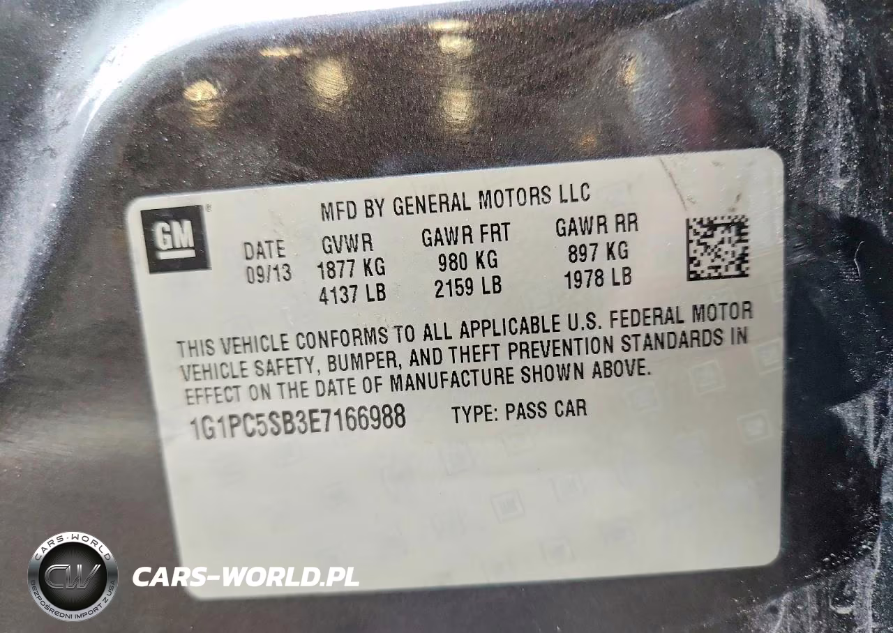 2014 Chevrolet Cruze Lt VIN:1G1PC5SB3E7166988 - 12