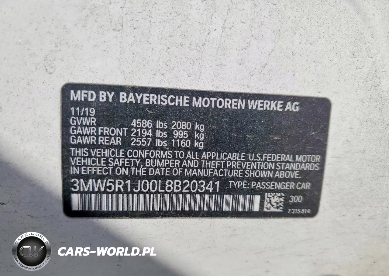 2020 BMW 330I VIN:3MW5R1J00L8B20341 - 12