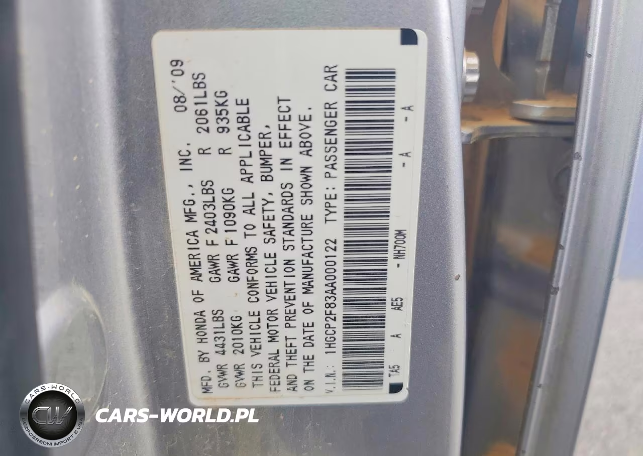 2010 Honda Accord Exl VIN:1HGCP2F83AA000122 - 12