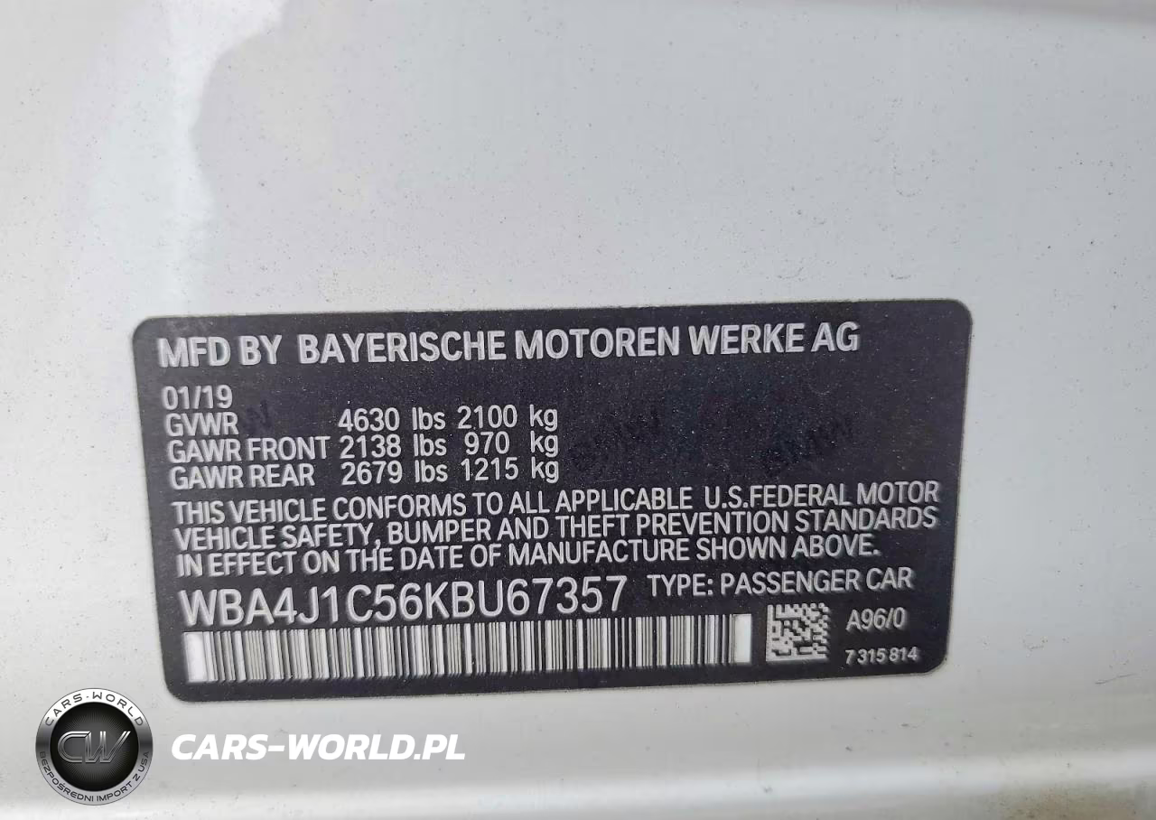 2019 BMW 430I Gran Coupe VIN:WBA4J1C56KBU67357 - 12