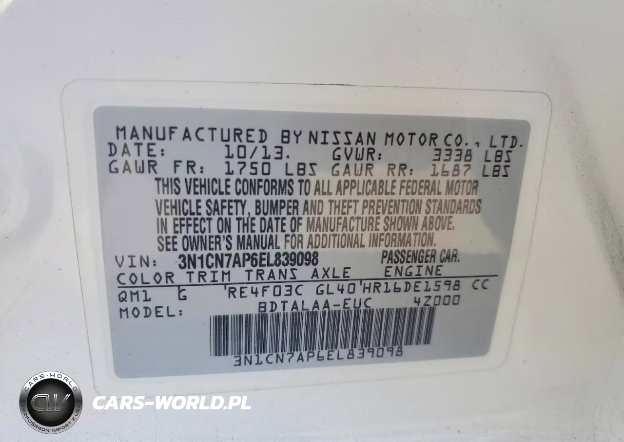2014 Nissan Versa 1.6 S VIN:3N1CN7AP6EL839098 - 12