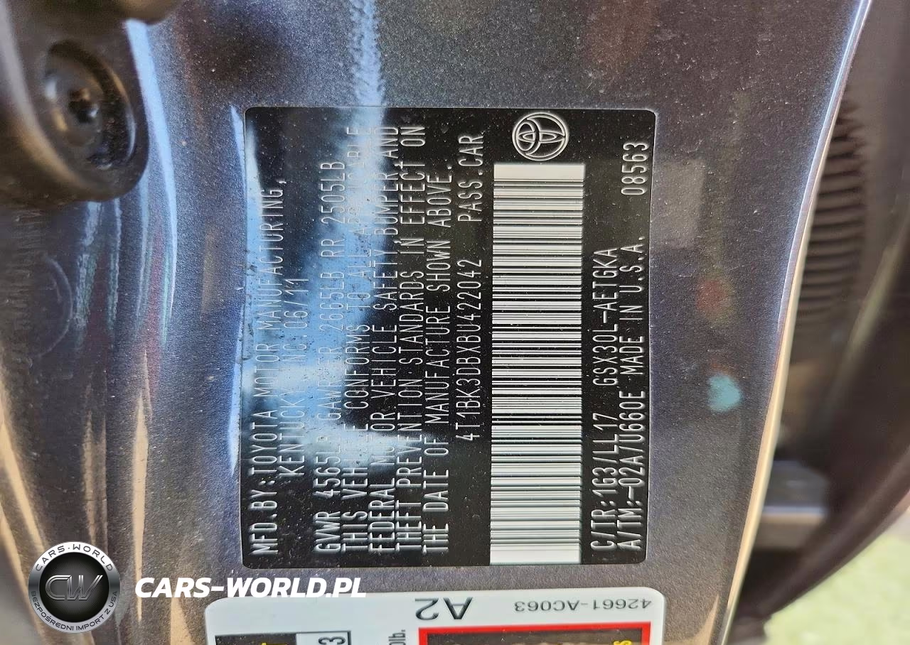 2011 Toyota Avalon Base VIN:4T1BK3DBXBU422042 - 12