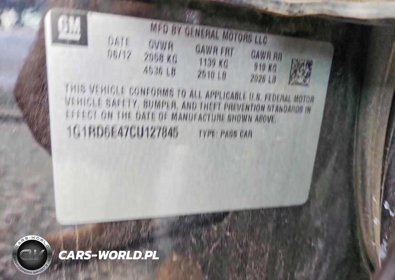 2012 Chevrolet Volt VIN:1G1RD6E47CU127845 - 12